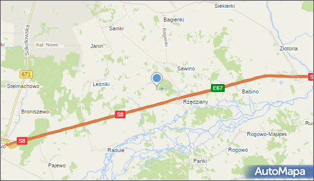 mapa Kolonia Rzędziany, Kolonia Rzędziany na mapie Targeo